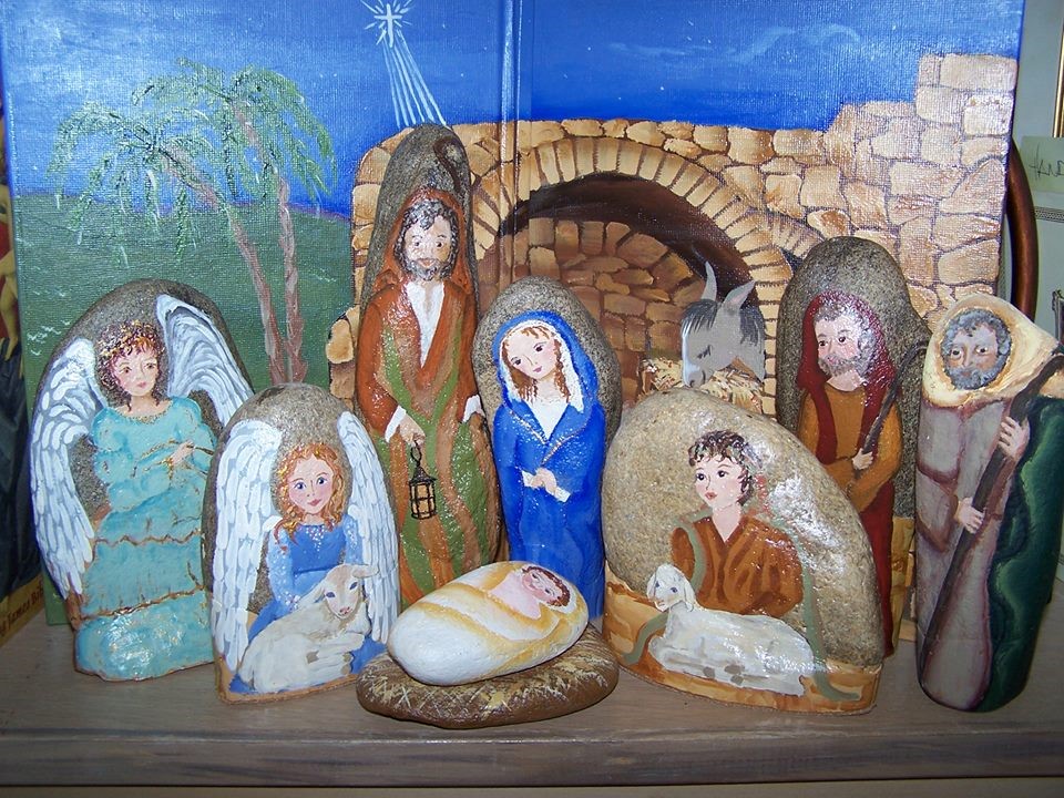 Rock Painting Nativity Set